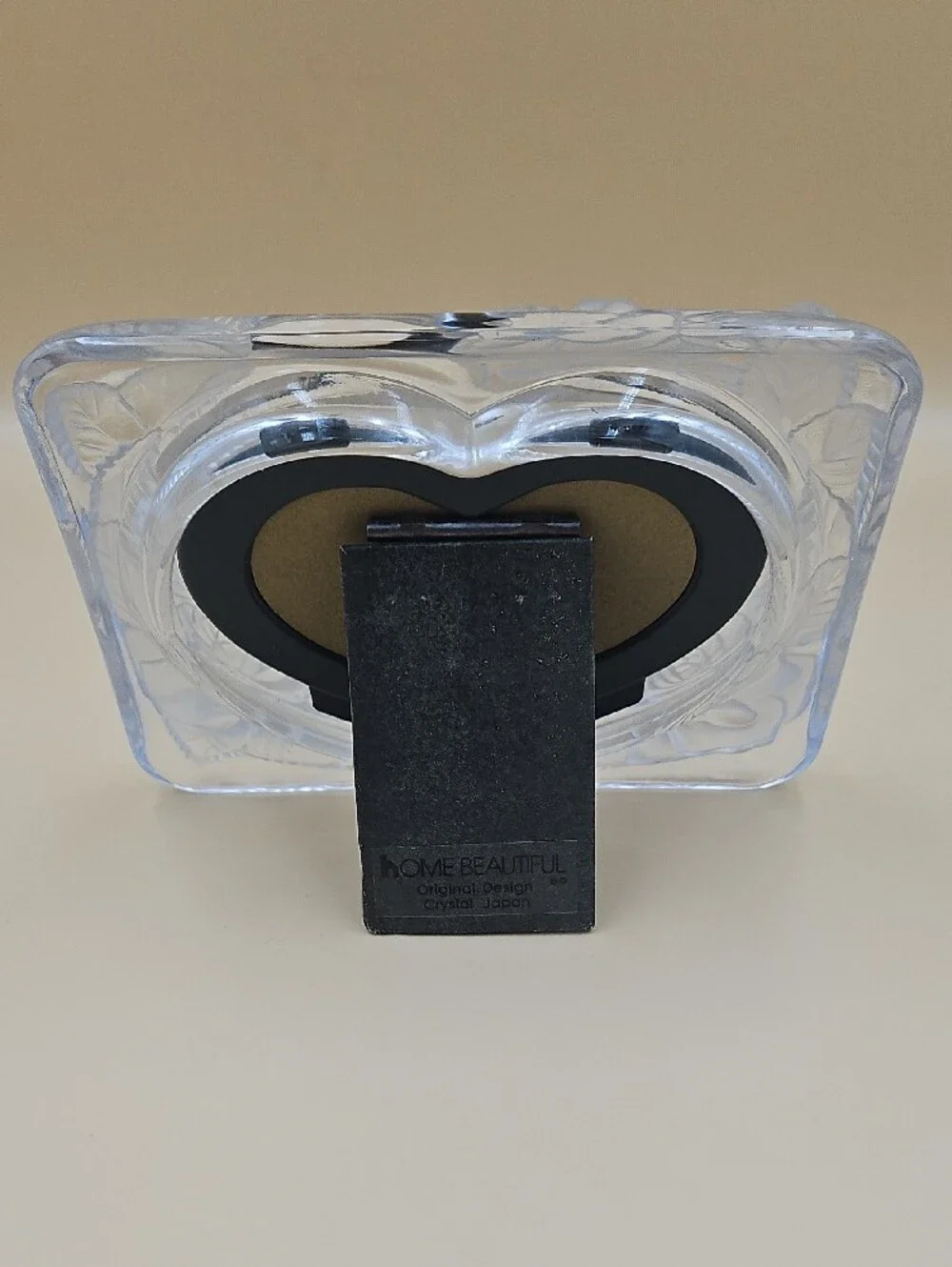 Clear Glass Heart Photo Frame with Floral Relief